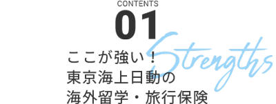 CONTENT01 ここが強い！東京海上日動の海外留学・旅行保険　STRENGTHS
